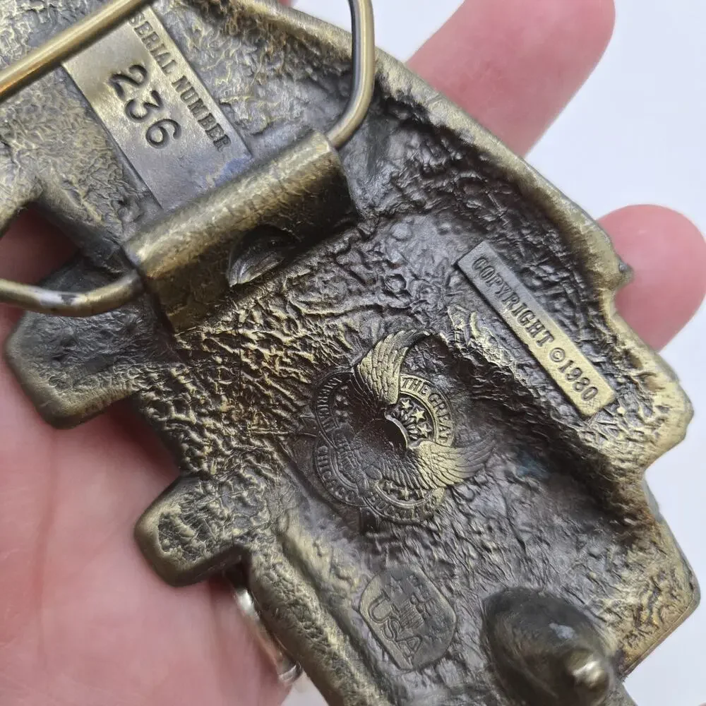 Logging Semi Truck Metal Chicago Belt Buckle Rectangle Shaped Vintage 1980